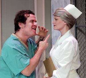 Tim Wisgerhof as McMurphy and Kellie Kramer as Nurse Ratched Photo