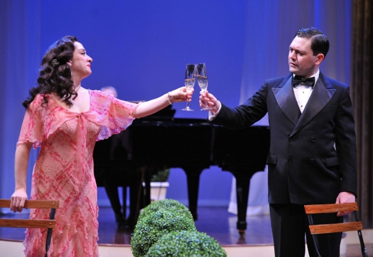 KRISTEN MENGELKOCH as Sibyl and TOM COINER as Victor at 