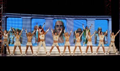 The cast of the national tour of We Will Rock You. Photo by Paul Kolnik. Photo