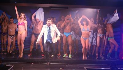 Matt Zarley and dancers perform at Broadway Bares: Winter Burlesque - Calendar Girl a Photo