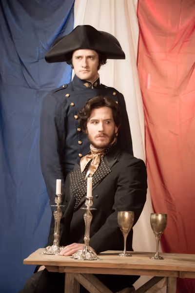 Preston Yates as Javert, Kyle Olsen as Valjean Photo
