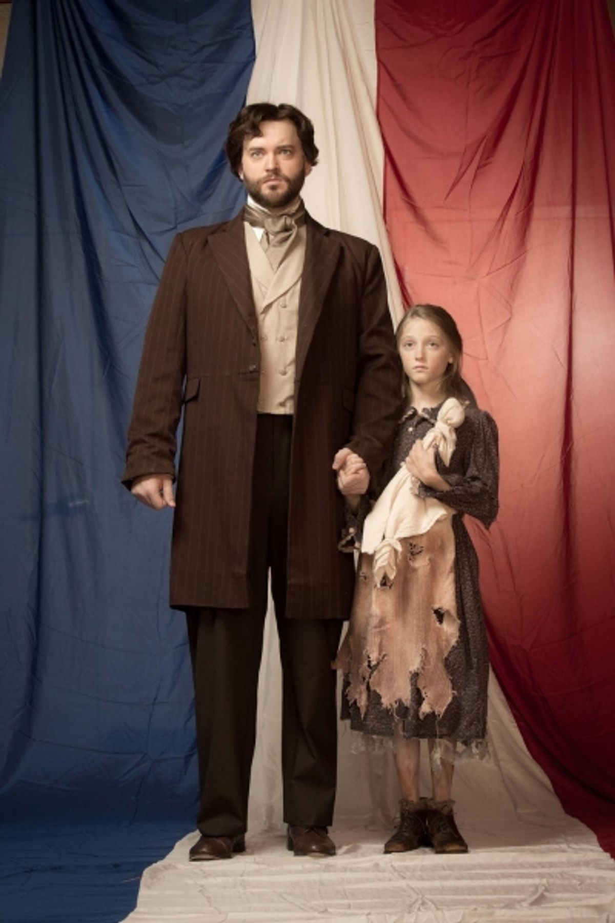 Kyle Olsen as Valjean, Elise Anderson as Young Cosette at 