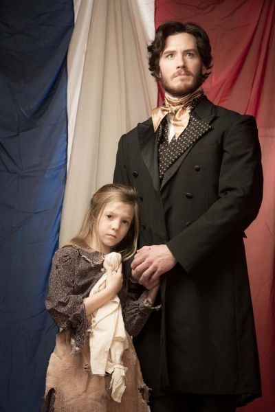 Elise Anderson as Young Cosette, Kyle Olsen as Valjean Photo