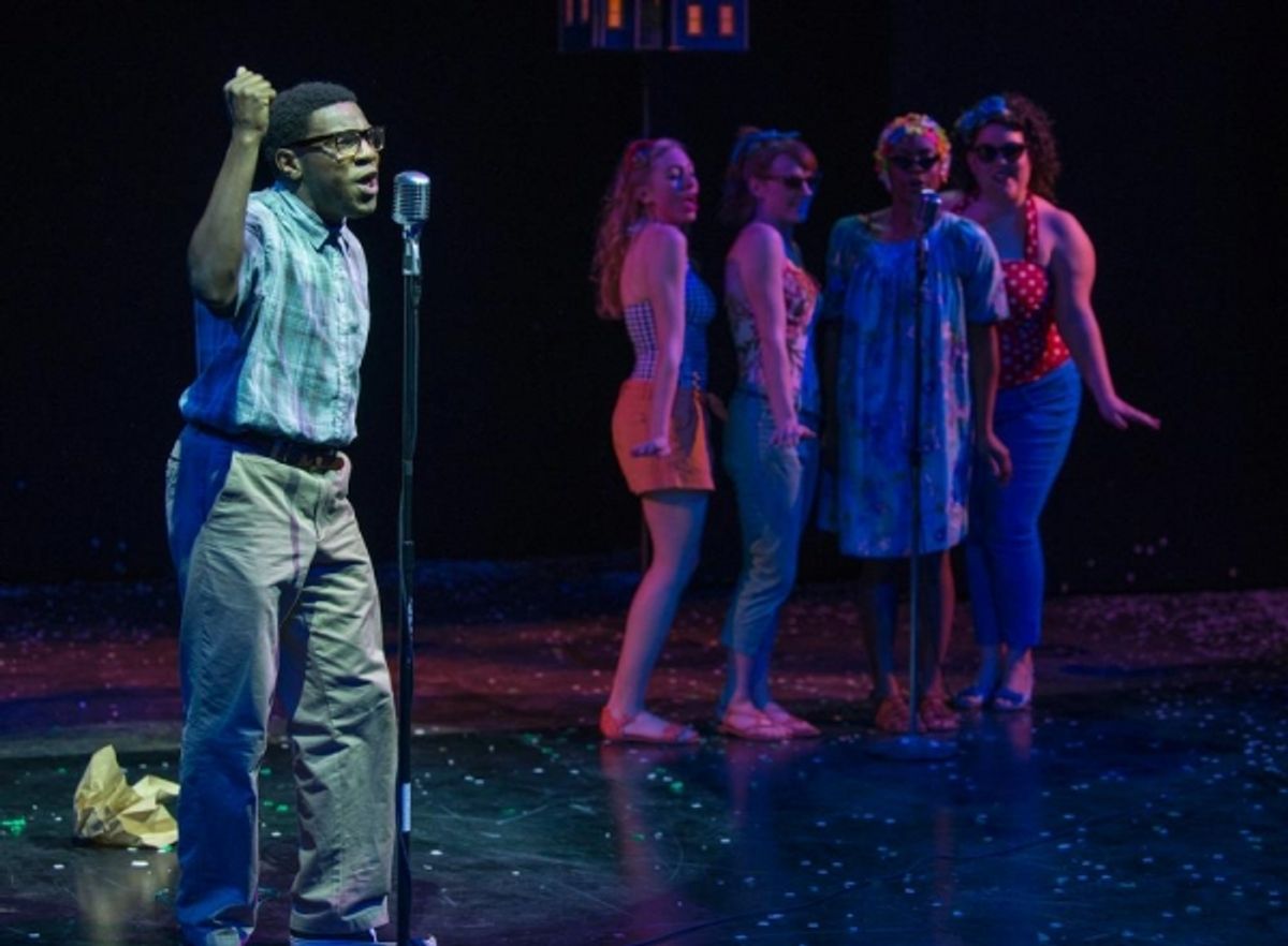 Brandon Markel Holmes as Jimmy with back up singers Christine Mayland Perkins, Kara Davidson, Ericka Ratcliff and Tamara White at 