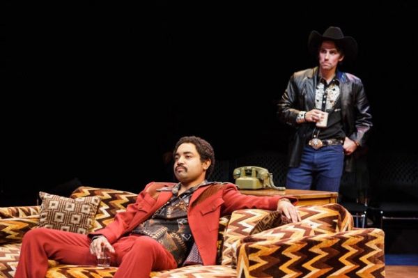 Francois Battiste (on couch) as Reggie Jackson with Keith Nobbs as Billy Martin Photo