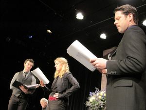 Bryce Pinkham, Charlotte Parry and David Furr Photo