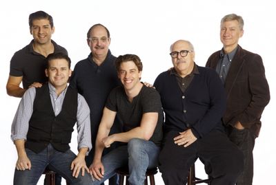 Tony Yazbeck, Robert Creighton, Lewis J. Stadlen, Christian Borle,  Lee Wilkof, David Photo