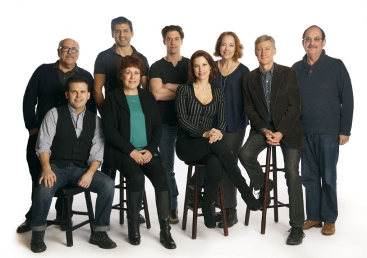 Lee Wilkof, Tony Yazbeck, Christian Borle, Harriet Harris, Lewis J. Stadlen, Robert Creighton, Judy Kaye,  Rachel York, David Garrison at 