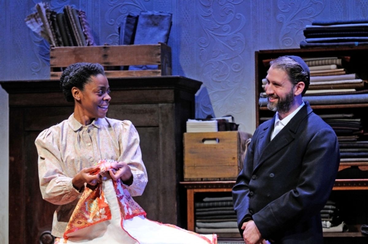Mia Ellis as Esther and Mauro Hantman as Mr. Marks at 