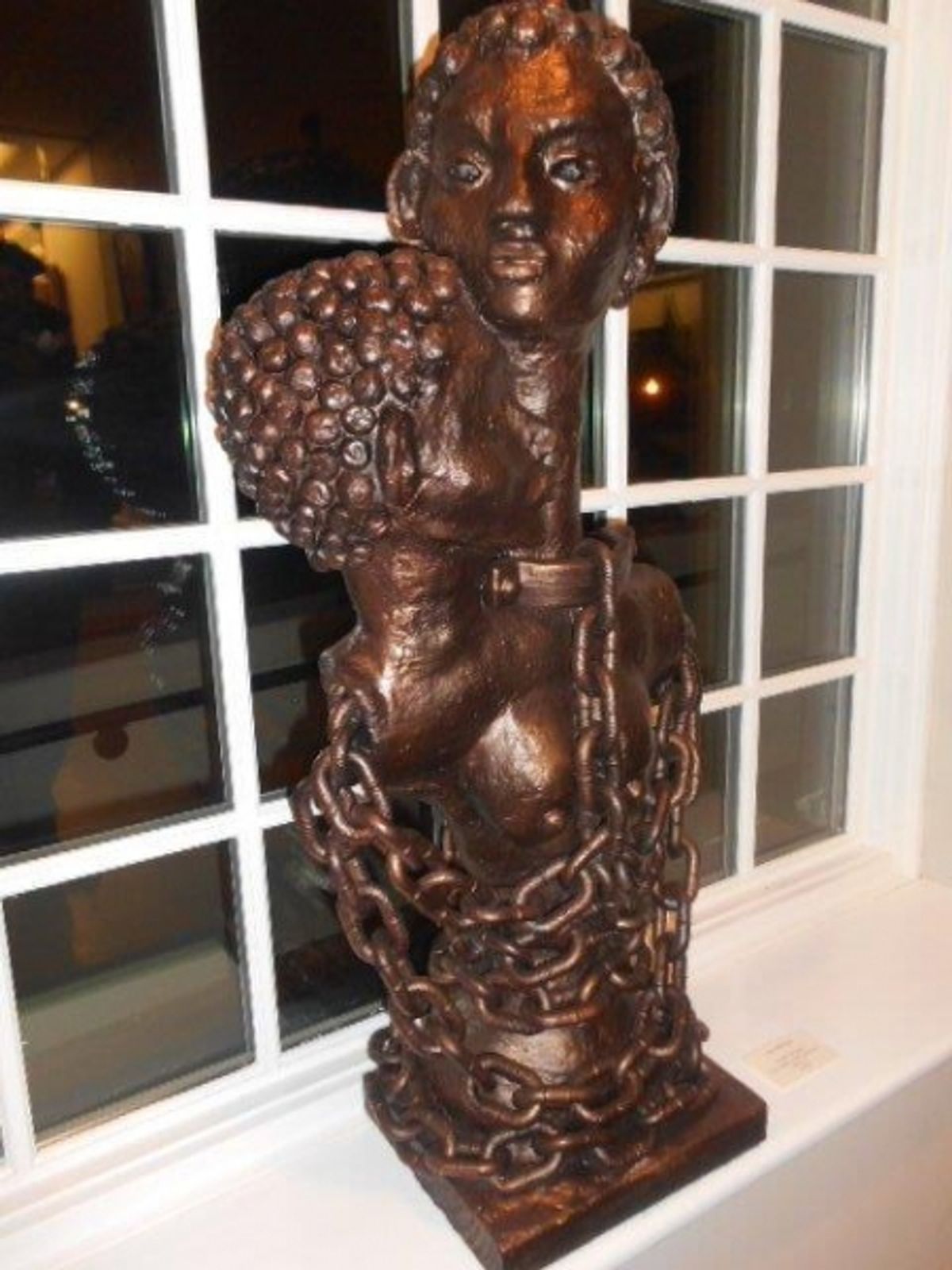 Sculpture by Tina Andrews at Look Back - Black History Month Double Celebration at Southampton Cultural Center Curated by Tina Andrews