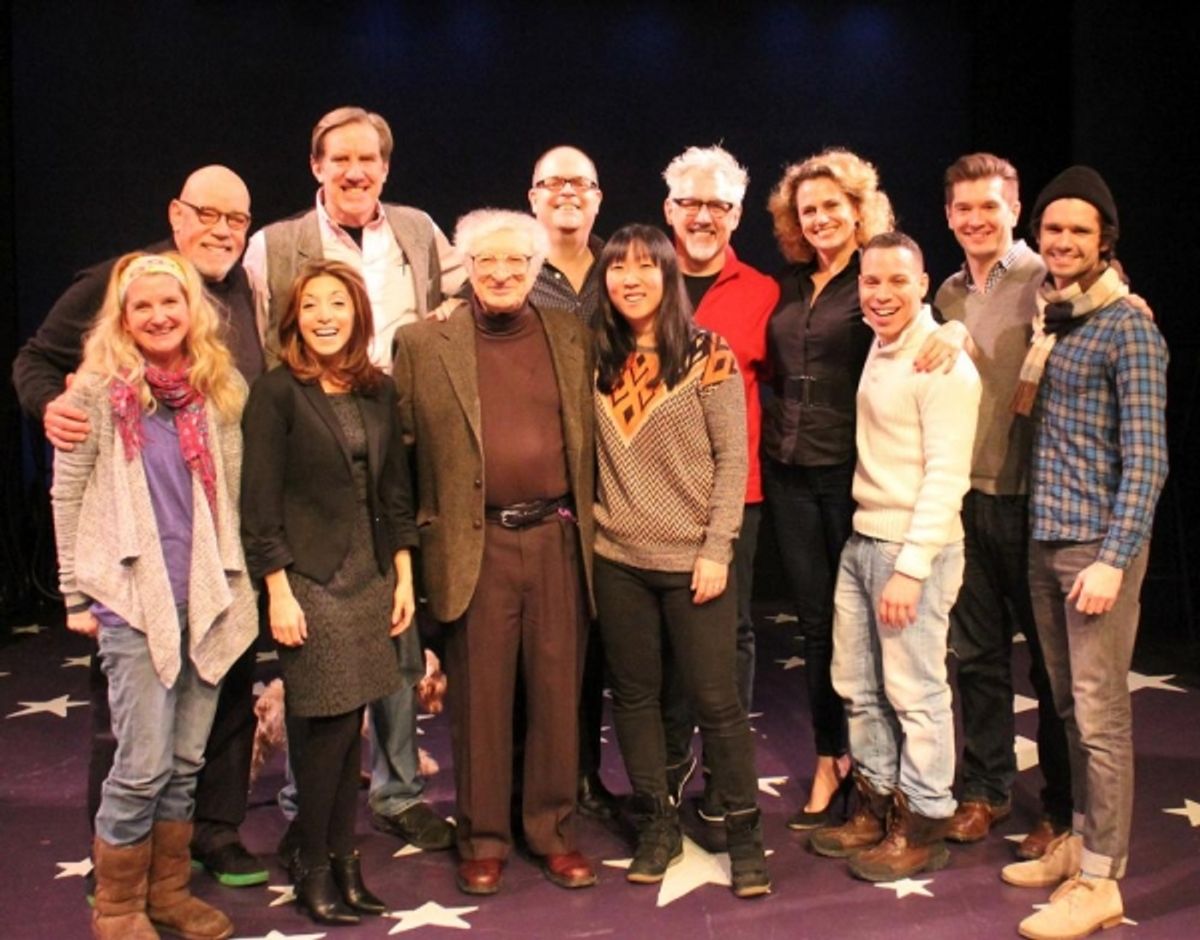 Megan Lawrence, Conrad John Schuck, Christina Bianco, Nick Wyman, Sheldon Harnick (composer), Brad Oscar, Amanda Morton (music director), David Glenn Armstrong (director), Cady Huffman, Robin de JesÃ'Âºs, David Avery and Robb Sapp  at 