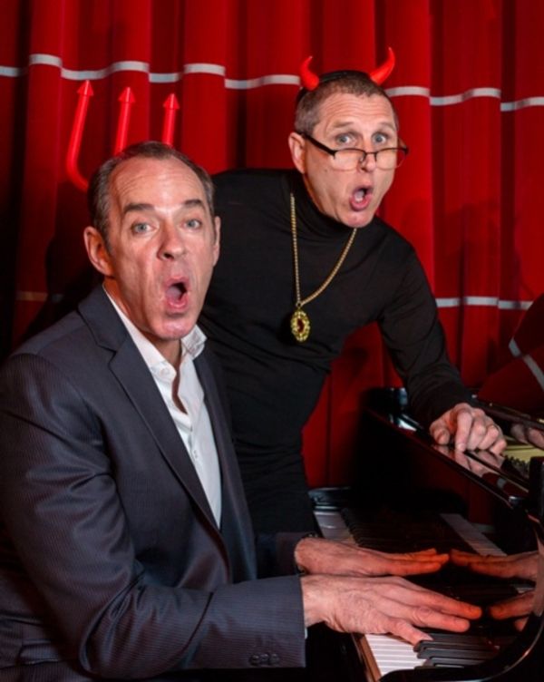 Mark Caven (Satan''s manager, Robert Schifrin) and Adam Long (Satan) Photo
