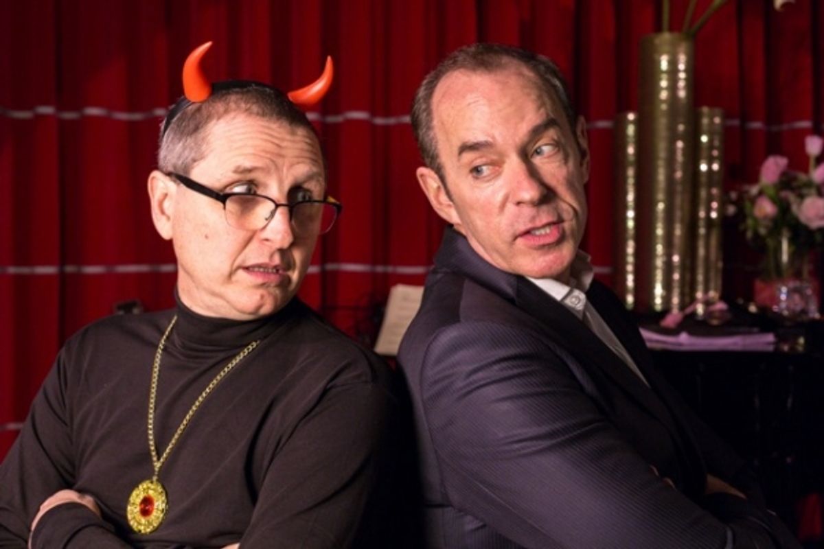 Adam Long (Satan) and Mark Caven (Satan''s manager, Robert Schifrin) at 