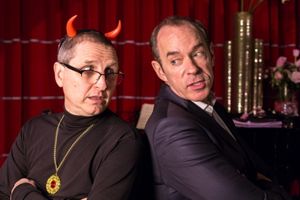 Adam Long (Satan) and Mark Caven (Satan''s manager, Robert Schifrin) Photo