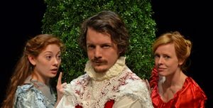 Erica Knight (Lucere), Brian Sheppard (Dorante), and Dana Gartland (Clarice) Photo