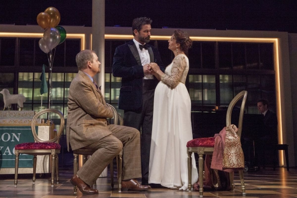  Paul Michael Valley as Polixenes, Billy Campbell as Leontes, and Natacha Roi as Hermione at 