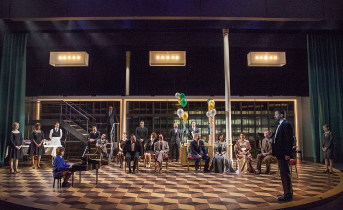 Billy Campbell as Leontes (foreground, right) and the cast of William Shakespeare''s The Winter''s Tale at 