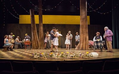 (center) A.Z. Kelsey as Florizel and Maya Kazan as Perdita with the cast of William S Photo