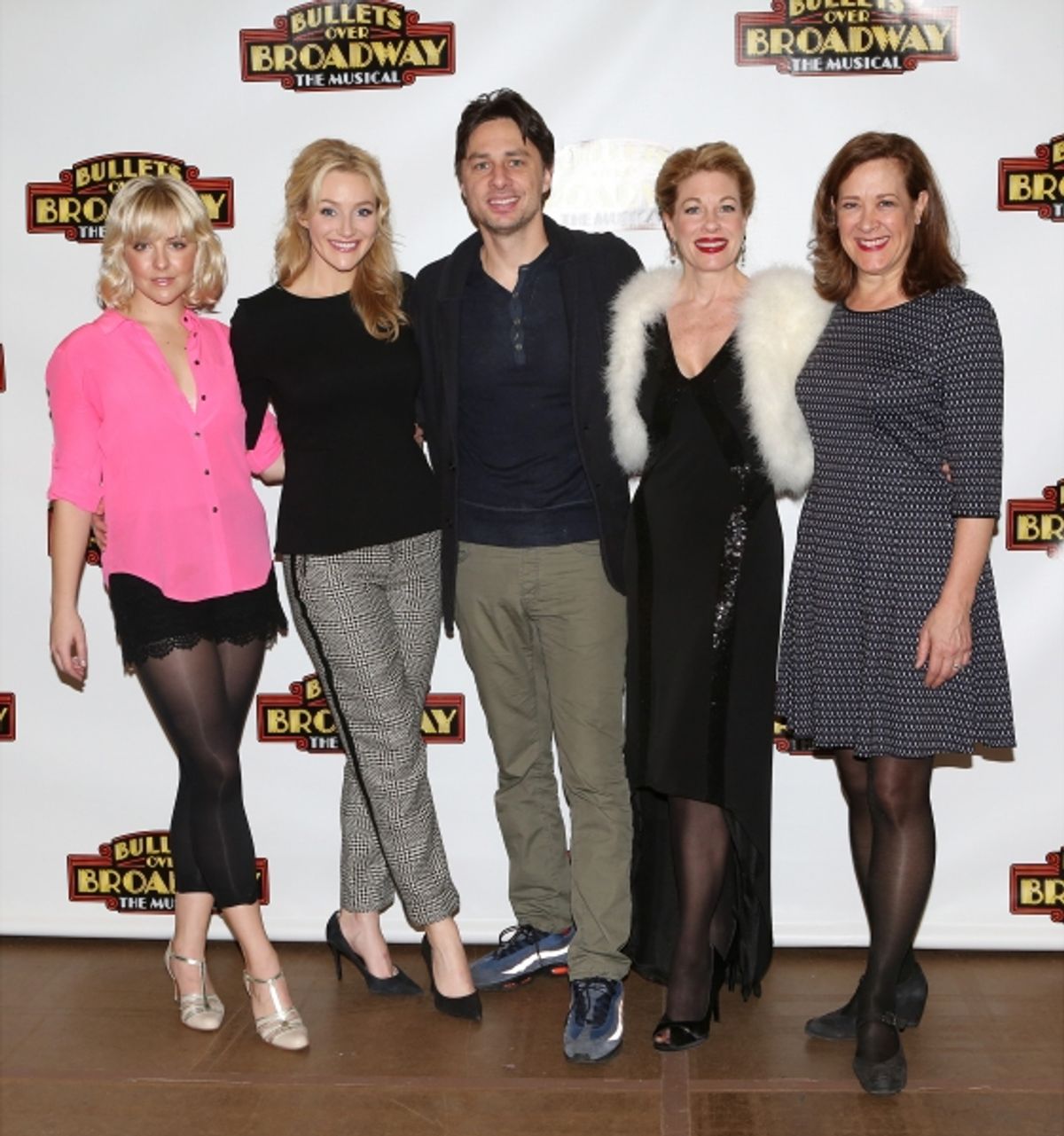 Helene Yorke, Betsy Wolfe, Zach Braff, Marin Mazzie and Karen Ziemba  at 