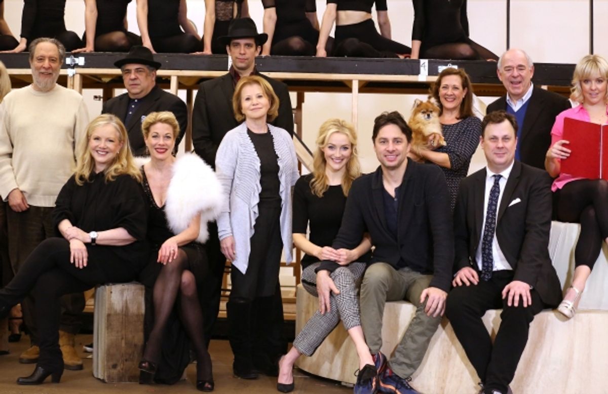 Producer Julian Schlossberg, Director Susan Stroman, Vincent Pastore, Marin Mazzie, Nick Cordero, producer Letty Aronson, Betsy Wolfe, Zach Braff, Karen Ziemba, Brooks Ashmanskas, Lenny Wolpe and Helene Yorke  at 