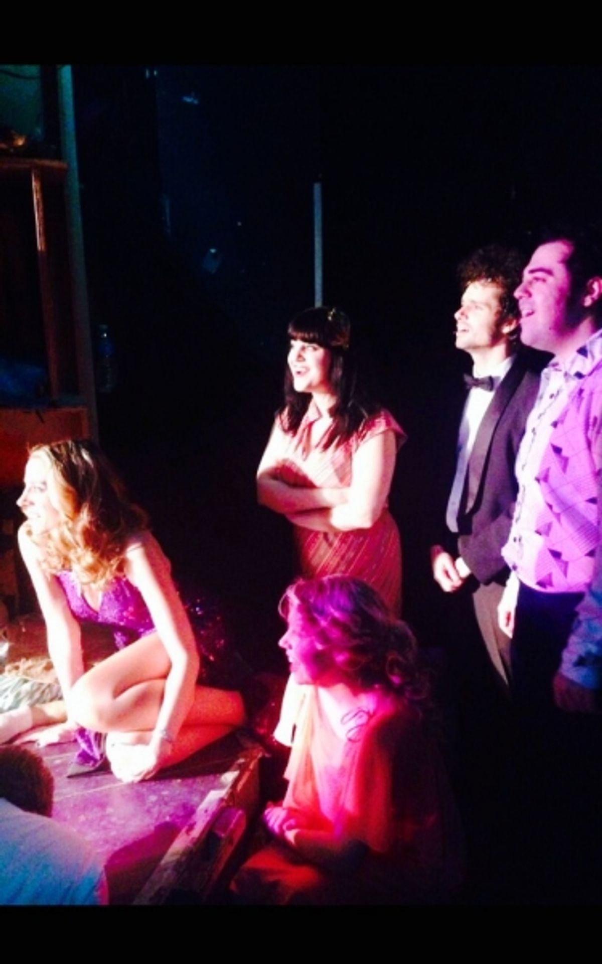 The cast watching Judy Gold make her Disaster! debut. at 