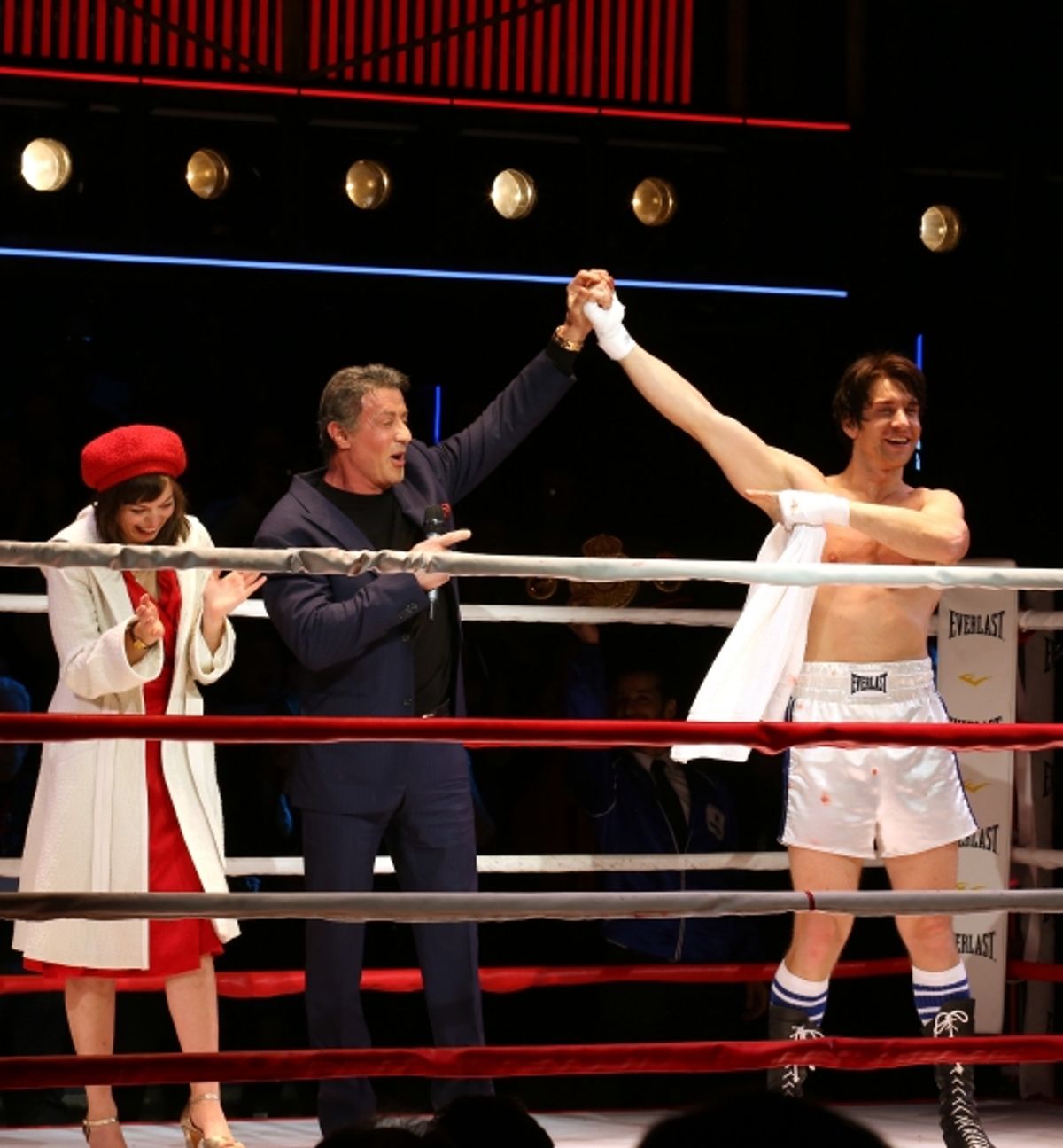 Sylvester Stallone gets back in the ring with Margo Seibert and Andy Karl at 