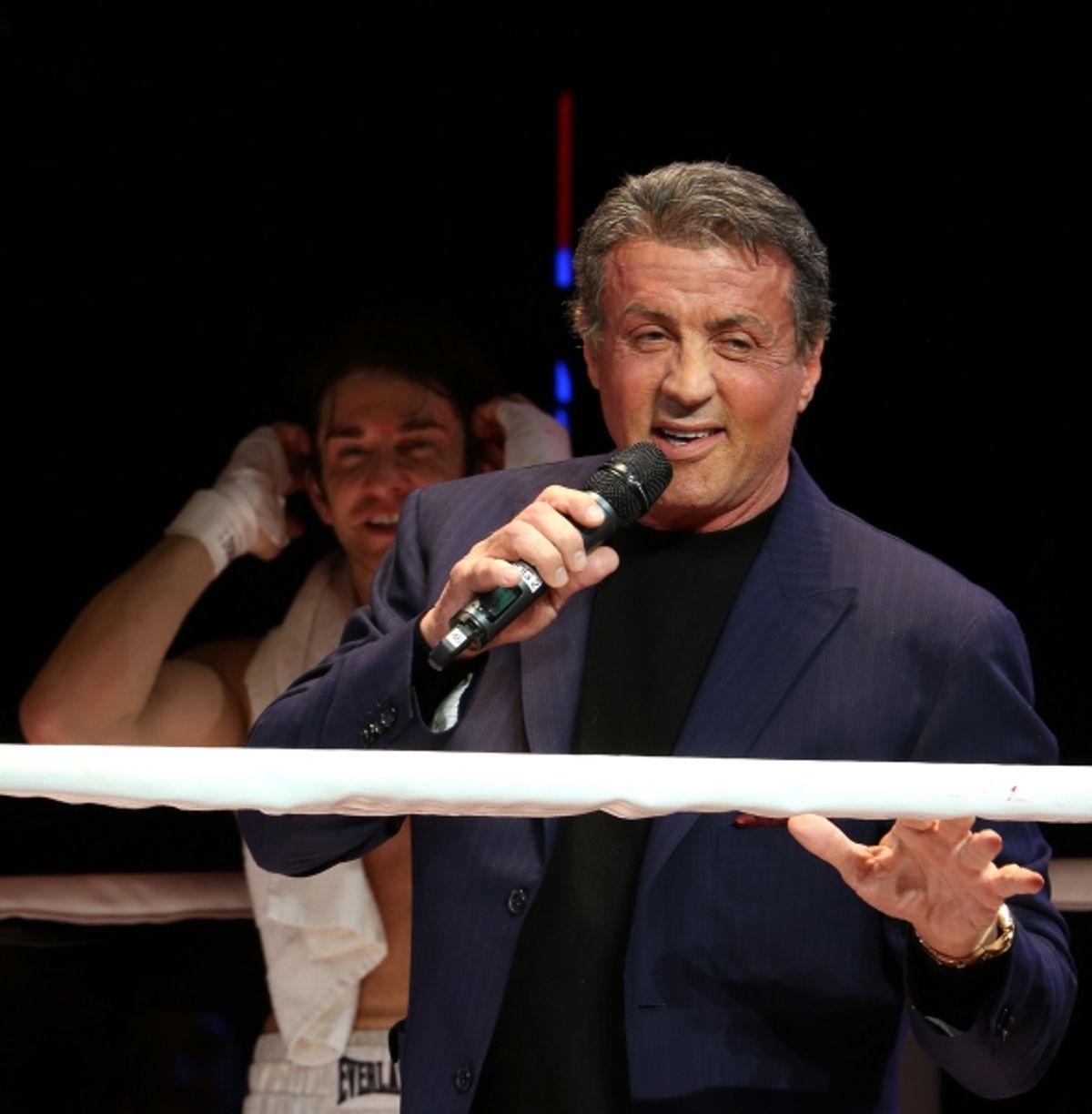 Sylvester Stallone gets back in the ring with Andy Karl  at 