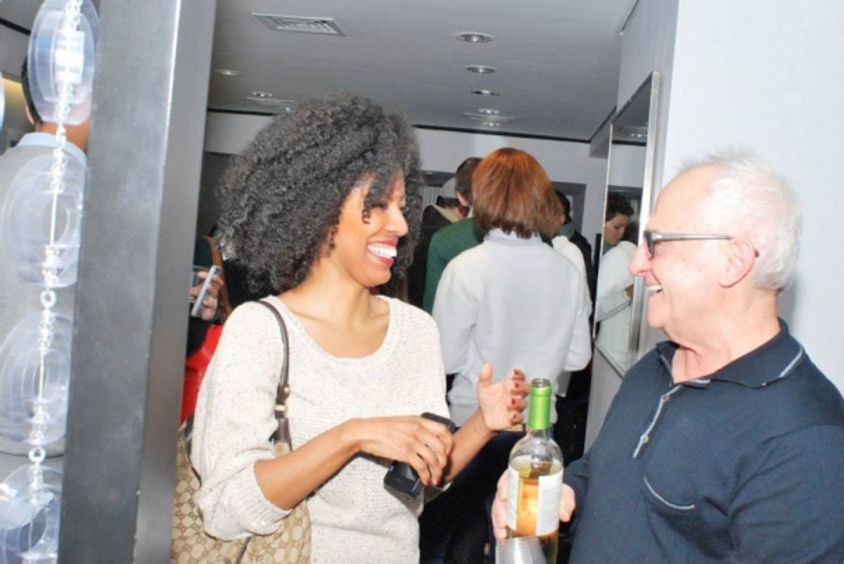 Sing for Hope Volunteer Artist Nakeisha Daniel celebrates with host Vartan Vartali. at 