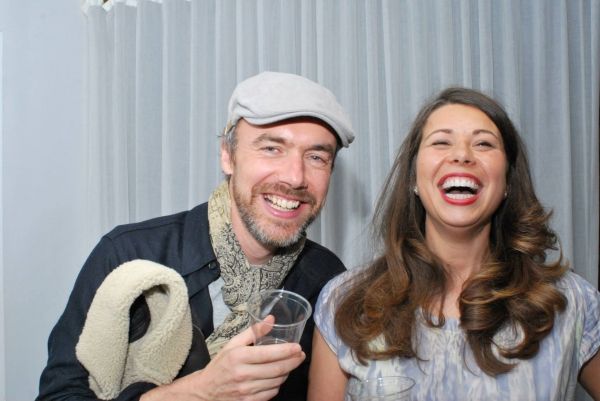 Volunteer Artist Michael Miller with Manager of Giving and Events Elizabeth Elliott s Photo