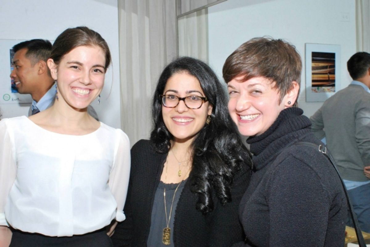 Sing for Hope Community Arts Coordinator Erin Breznitsky with Volunteer Artists Laura Ricciardi and Jess Browne-White. at 