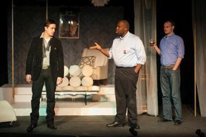 Claudio (Claron Hayden), Benedick (Jonathan Bethea) and Don Pedro (Eric Fletcher)
@ BroadwayWorld Claudio (Claron Hayden), Benedick (Jonathan Bethea) and Don Pedro (Eric Fletcher)
Photo