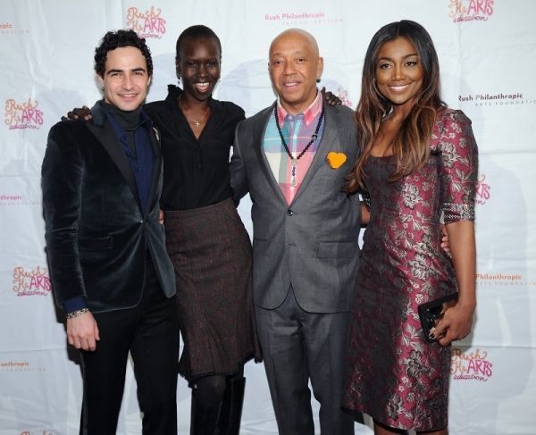 Fashion designer Zac Posen, model Alek Wek, Russell Simmons and actress Patina Miller Photo