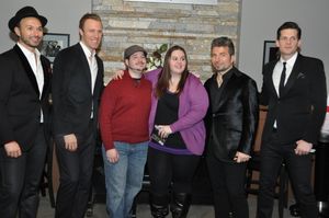The Valentines Day Couple-Daniel Reano and Nicole Sullivan who got engaged on the stage pose with Victor Micallef, Fraser Walters, Remigio Pereira and Clifton Murray @ BroadwayWorld The Valentines Day Couple-Daniel Reano and Nicole Sullivan who got engaged on the sta Photo