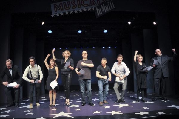 The Cast( L to R):  Nick Wyman, Robb Sapp, Christina Bianco, Cady Huffman, Brad Oscar Photo