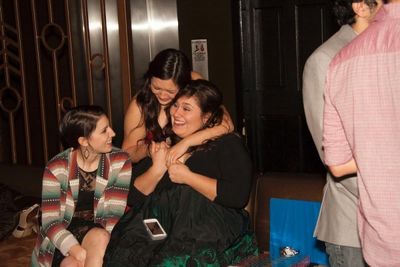 Jessica Apperson and Jordan Michelle DeLeon congratulate Daniella Painton as they ann Photo