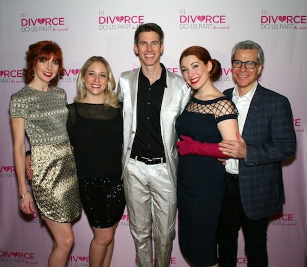 The cast of Til Divorce Do Us Part,  Erin Mcguire, Dana Wilson, John Thomas Fischer (who also wrote the music), Gretchen Wylder with director Mark Waldrop at 