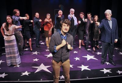 Matt Dengler (center) with the cast (L to R) Rose Hemingwayin, Anthony Blaha, Emily D Photo