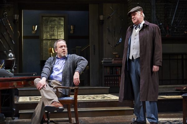 Actors Tom Ford (right, as the seasoned playwright Sidney Bruhl) and Aled Davies (lef Photo