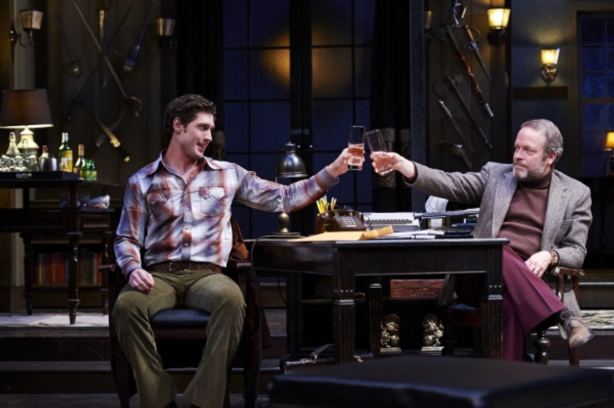 Actors Nick Steen (left, as the young writer Clifford Anderson) and Tom Ford (right, as the seasoned playwright Sidney Bruhl)  at 