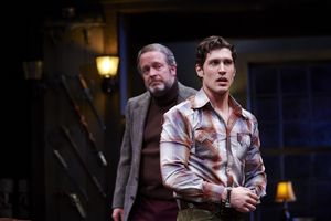 Suspense builds when actors Nick Steen (front, as the young writer Clifford Anderson) and Tom Ford (behind, as the seasoned playwright Sidney Bruhl) @ BroadwayWorld Suspense builds when actors Nick Steen (front, as the young writer Clifford Anderson) Photo
