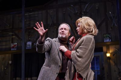 Actors Tom Ford (as playwright Sidney Bruhl) and Tracee Patterson (as his wife Myra B Photo