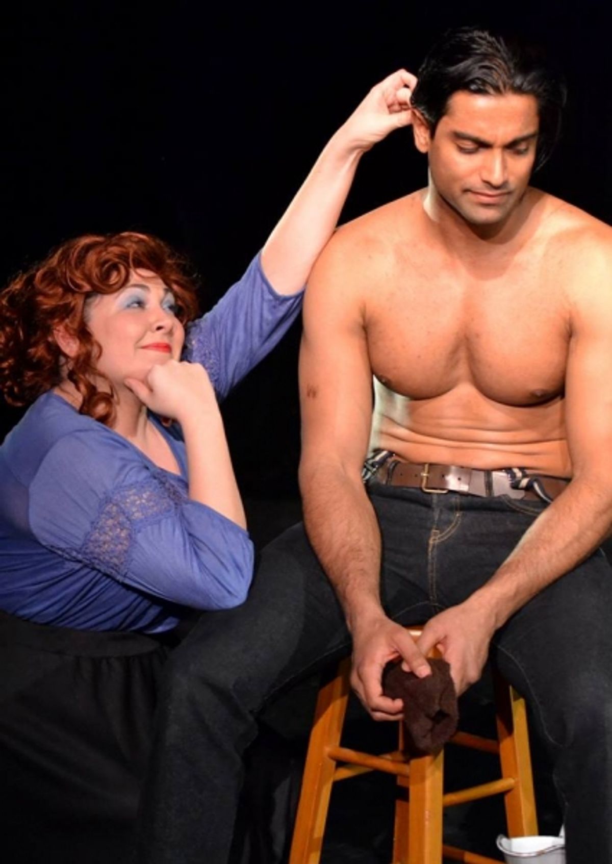 Kim Rogers as Mrs. Muskat with Gerrard Lobo as Liliom  at 
