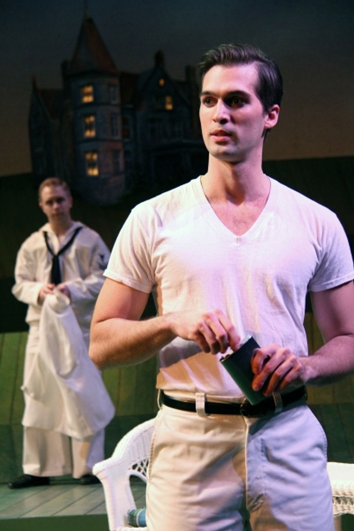 Don John (Will Haden) and Conrad (Ryan Marcone) conspire at 