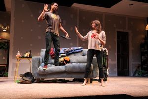 Chuck (Jerry MacKinnon) gives Jeannie (Carolyn Braver) a high-five after a great game @ BroadwayWorld Chuck (Jerry MacKinnon) gives Jeannie (Carolyn Braver) a high-five after a great game Photo
