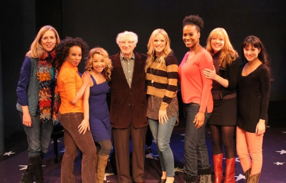 Sheldon Harnick (center) with Marcy McGuigan, Debra Walton, Jennifer Cody, Katie Rose Clarke, Zakiya Young, Jillian Louis and Diane Phelan  at 