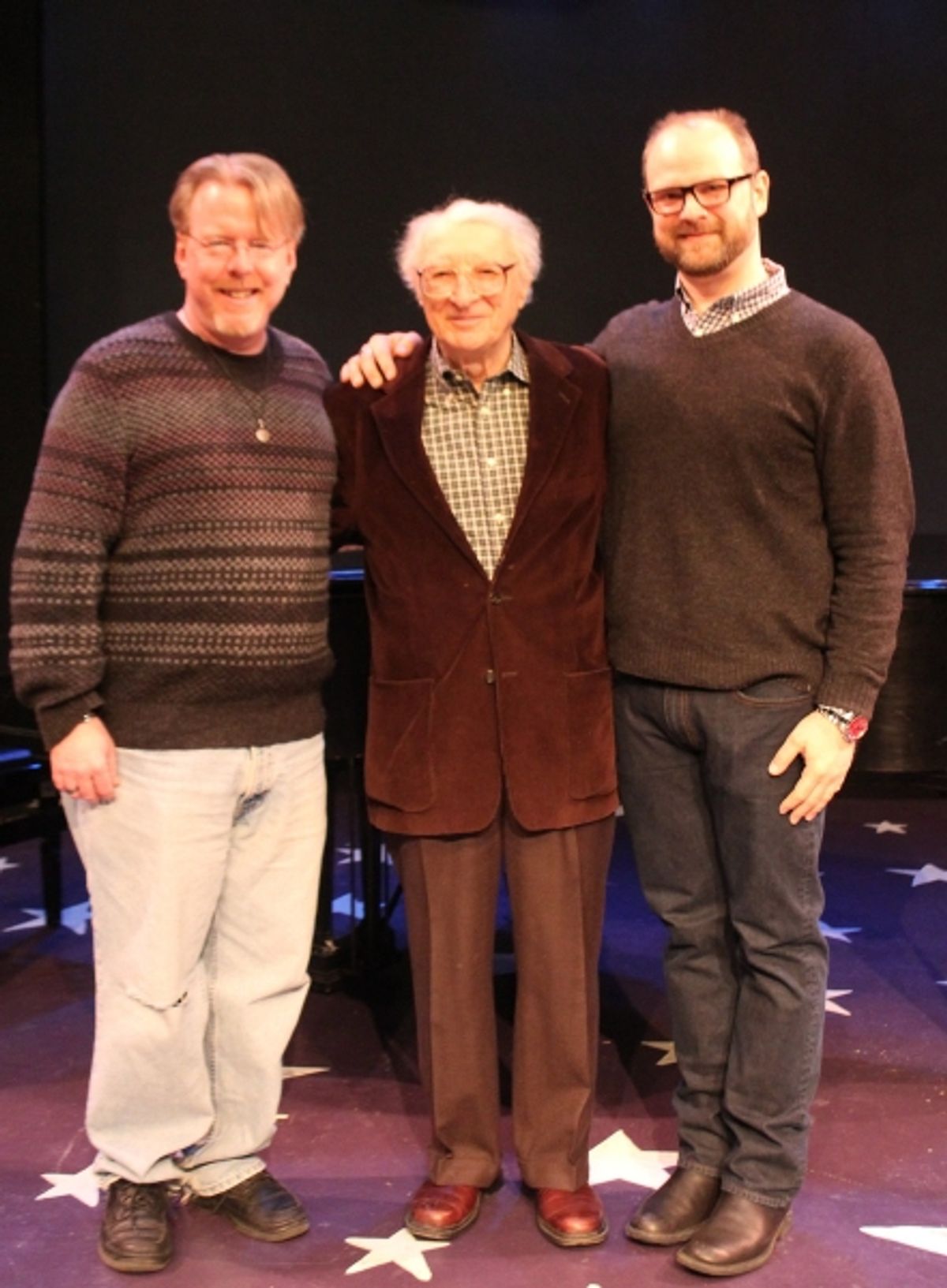 (L to R) Christopher McGovern (music director), Sheldon Harnick (composer) and Carl Andress (director) at 