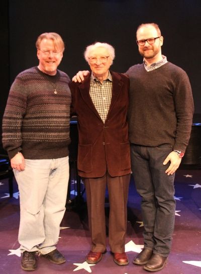 (L to R) Christopher McGovern (music director), Sheldon Harnick (composer) and Carl A Photo