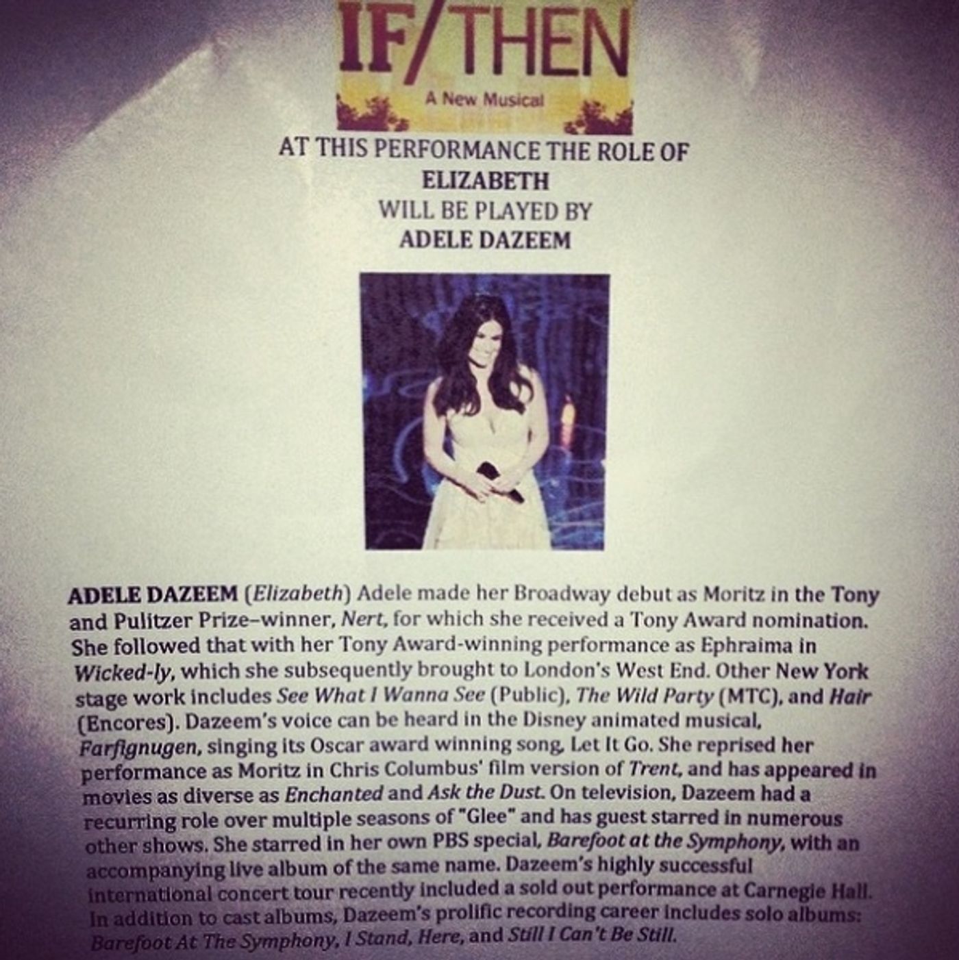 Photo Flash: IF/THEN Welcomes Adele Dazeem to Cast? Photo Flash: IF/THEN Welcomes Adele Dazeem to Cast? Image