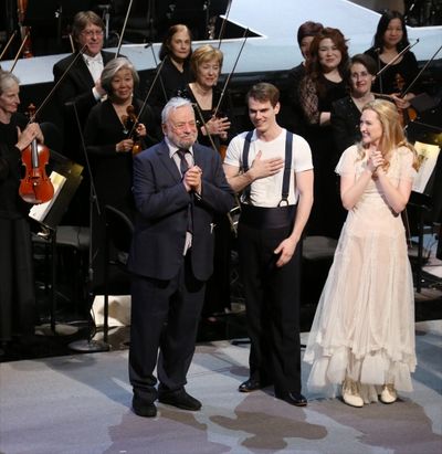Stephen Sondheim, Jay Armstrong Johnson, Erin Mackey  Photo