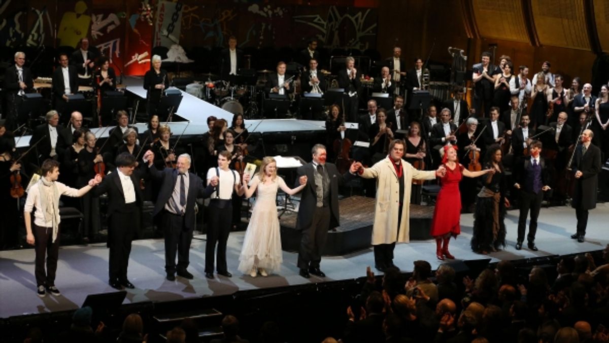 Kyle Brenn, Alan Gilbert, Stephen Sondheim, Jay Armstrong Johnson, Erin Mackey, Philip Quast, Byrn Terfel, Emma Thompson, Audra McDonald, Christian Borle and Jeff Blumenkrantz  at 